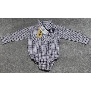 Red River One Piece Bodysuit Infant Boy's Size 9-12 Purple Plaid Snap Button